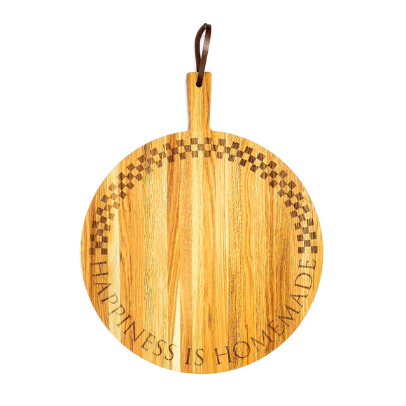 MACKENZIE-CHILDS Happiness Is Homemade Oak Checkered Serving Cutting Board NEW - Picture 1 of 4